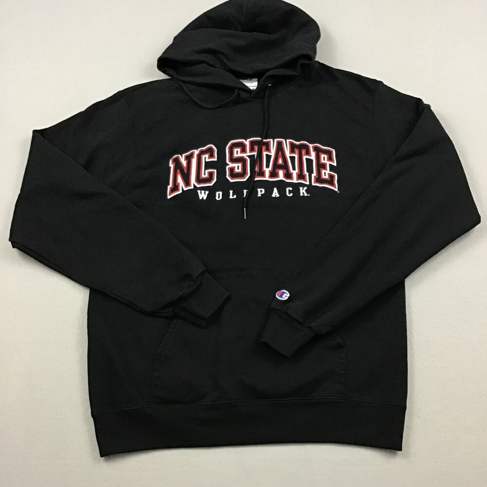 NC State Wolfpack Hoodie Men Medium Black Champion NCAA Basketball Sweatshirt M